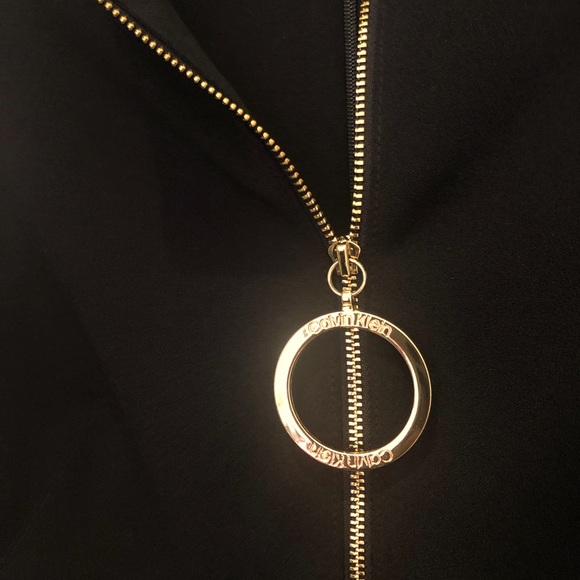 Calvin Klein sleeveless black dress with gold zipper detail - Picture 3 of 6